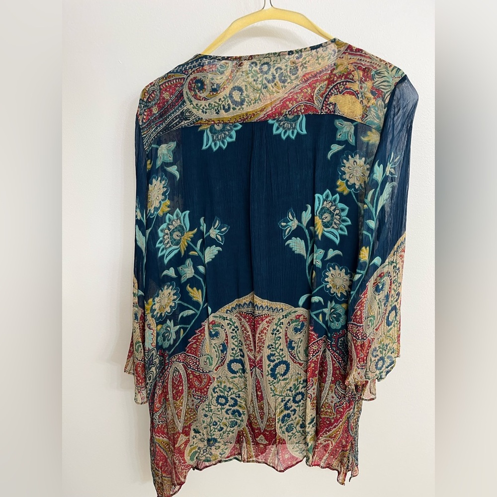 NWOT Soft Surroundings 3X Floral Paisley Sheer Women's Top withTank top. - Picture 4 of 10